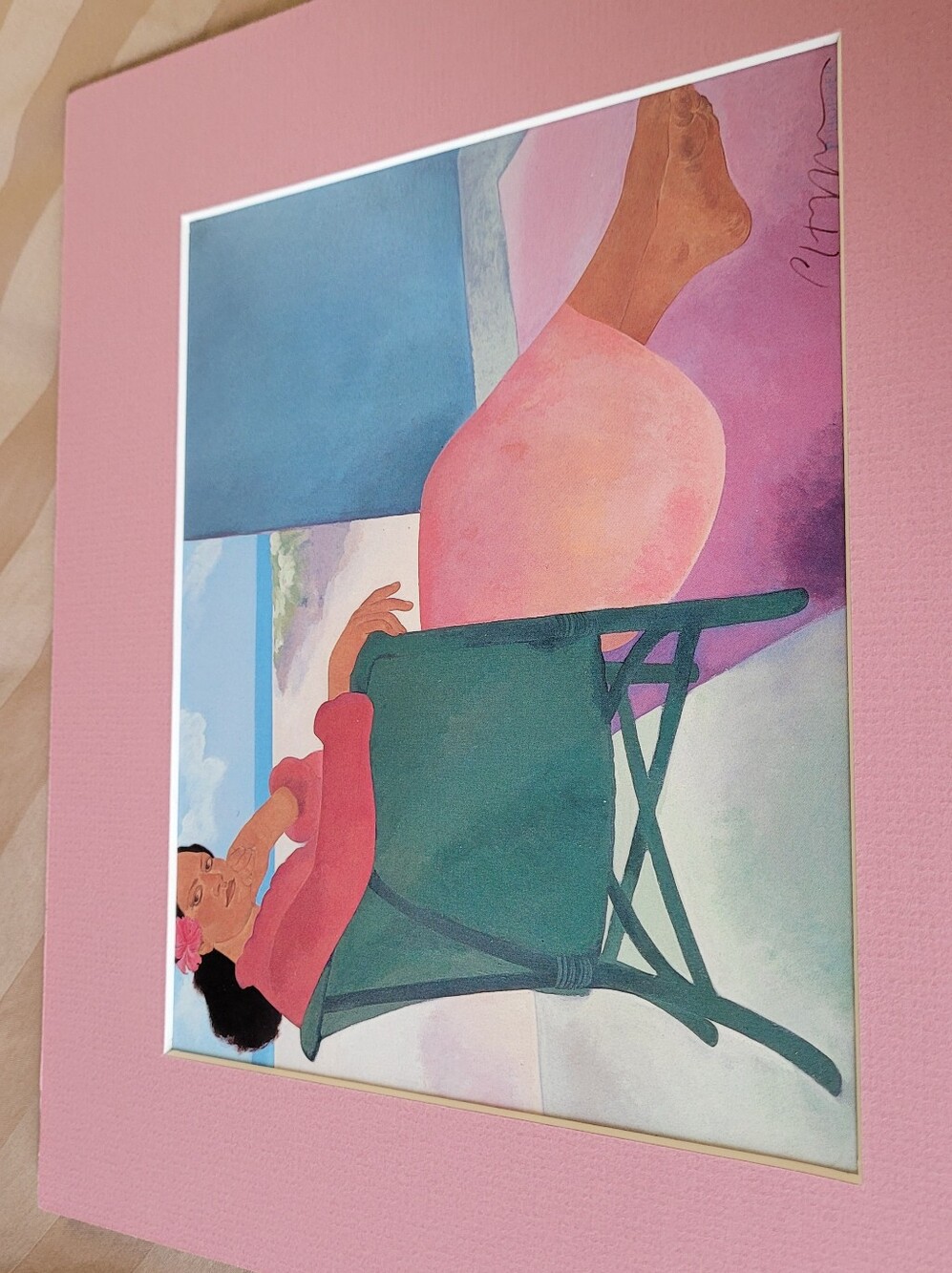 Pagge Hopper Pink Seated Woman Art Print - Signed